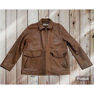 Joseph Abboud Men's Leather Jacket Vintage 1980's Tobacco Brown Size M Preowned